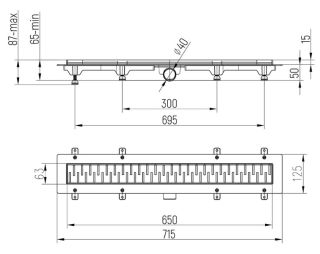 Душевой лоток Paini Medium CH650MC 65см чёрный матовый